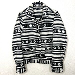 Scotch & Soda Men’s Shacket Shirt Jacket Black White Striped Wool Blend Size L